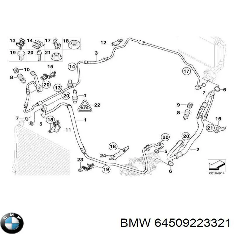 Шланг кондиціонера, від компресора до радіатора BMW 64509223321 ціна, від 31.67 USD
