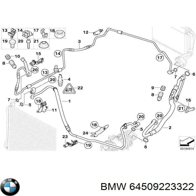 64509223322 BMW Шланг кондиціонера, від компресора до радіатора
