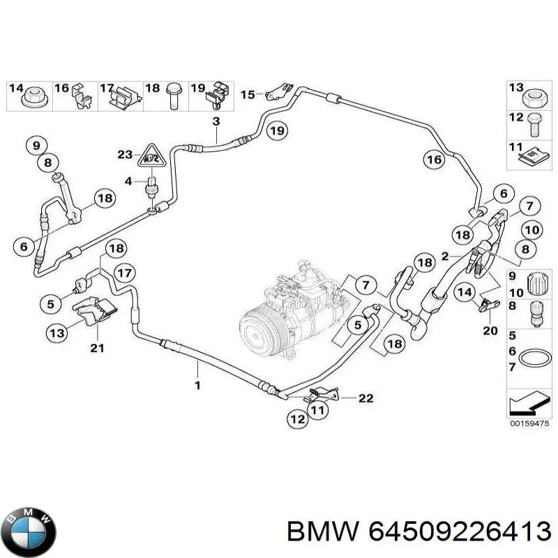 Купити 64509226413 BMW Шланг кондиціонера, від компресора до радіатора