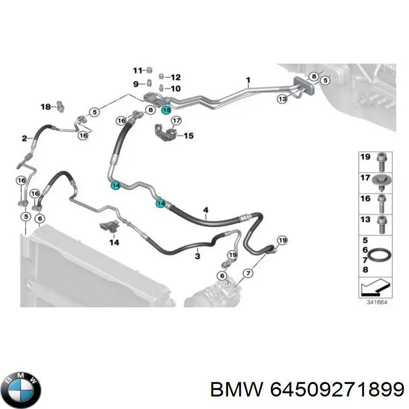 Шланг кондиціонера, від компресора до радіатора 64509271899 BMW