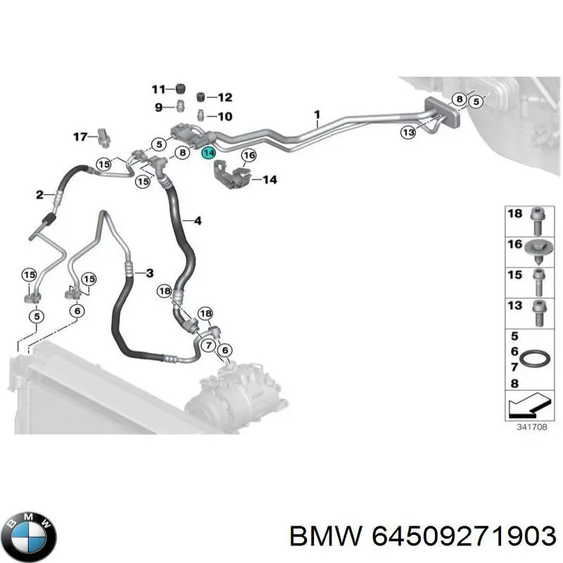 64506833627 BMW Шланг кондиціонера, від випарника до компресора