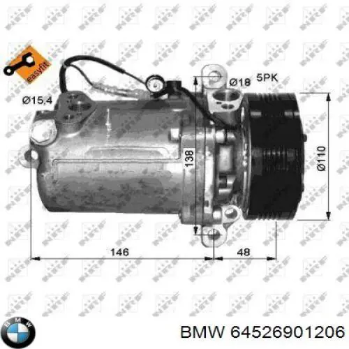 Компресор кондиціонера 64526901206 BMW