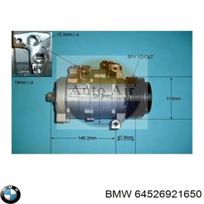 Компресор системи кондиціювання BMW 6921650 ціна, від 254.84 USD