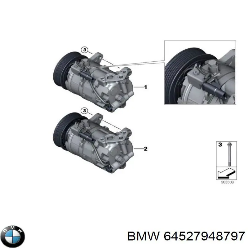 Компресор системи кондиціювання BMW 64527948797 ціна, від 165.75 USD