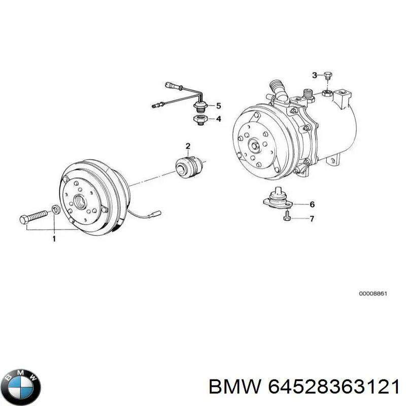 Муфта компресора кондиціонера BMW 64528363121 ціна, від 485.51 USD