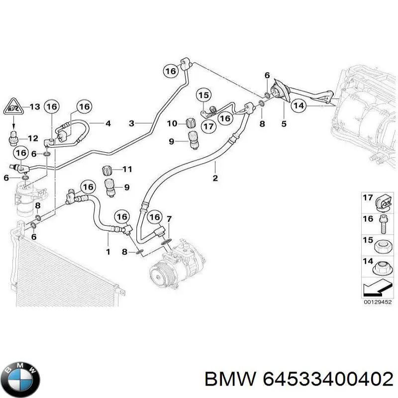 Купити 64533400402 BMW Шланг кондиціонера, від компресора до радіатора