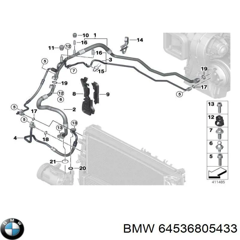 Шланг кондиціонера, від випарника до компресора BMW 64536805433 ціна, від 16.20 USD