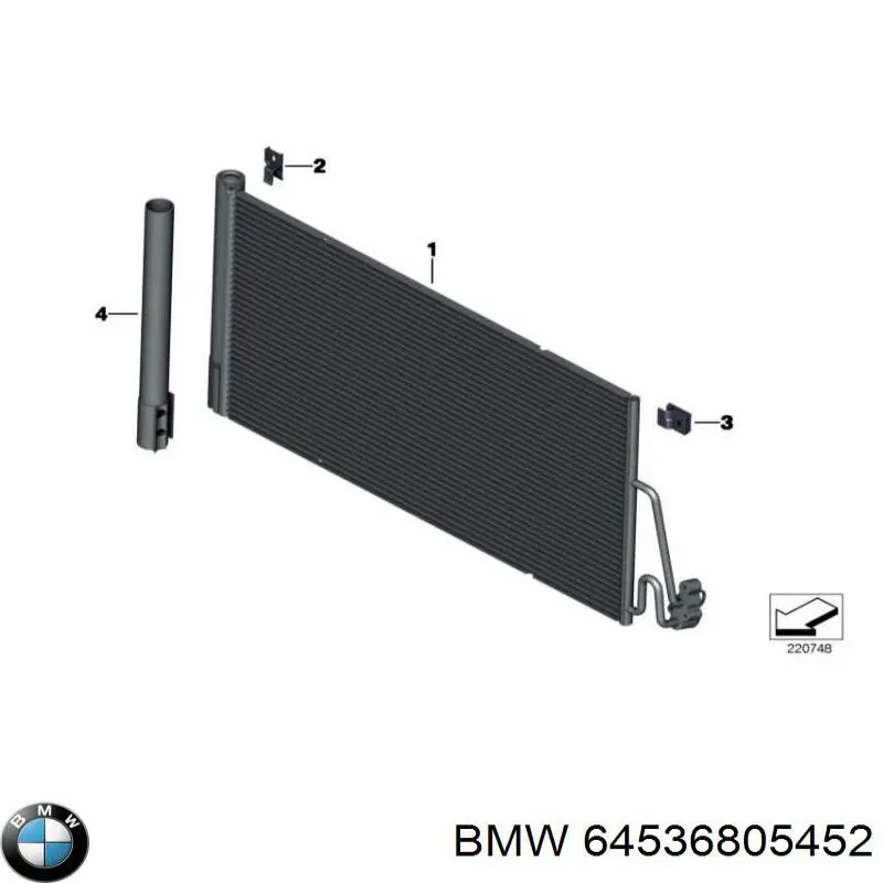 Радіатор кондиціонера 64536805452 BMW