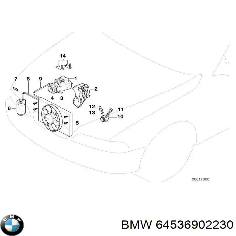 Шланг кондиціонера, від компресора до радіатора на BMW 3 (E36)