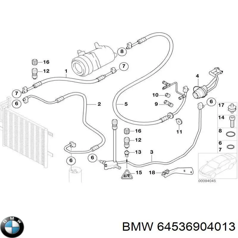 6904013 BMW Шланг кондиціонера, від радіатора до осушувачу