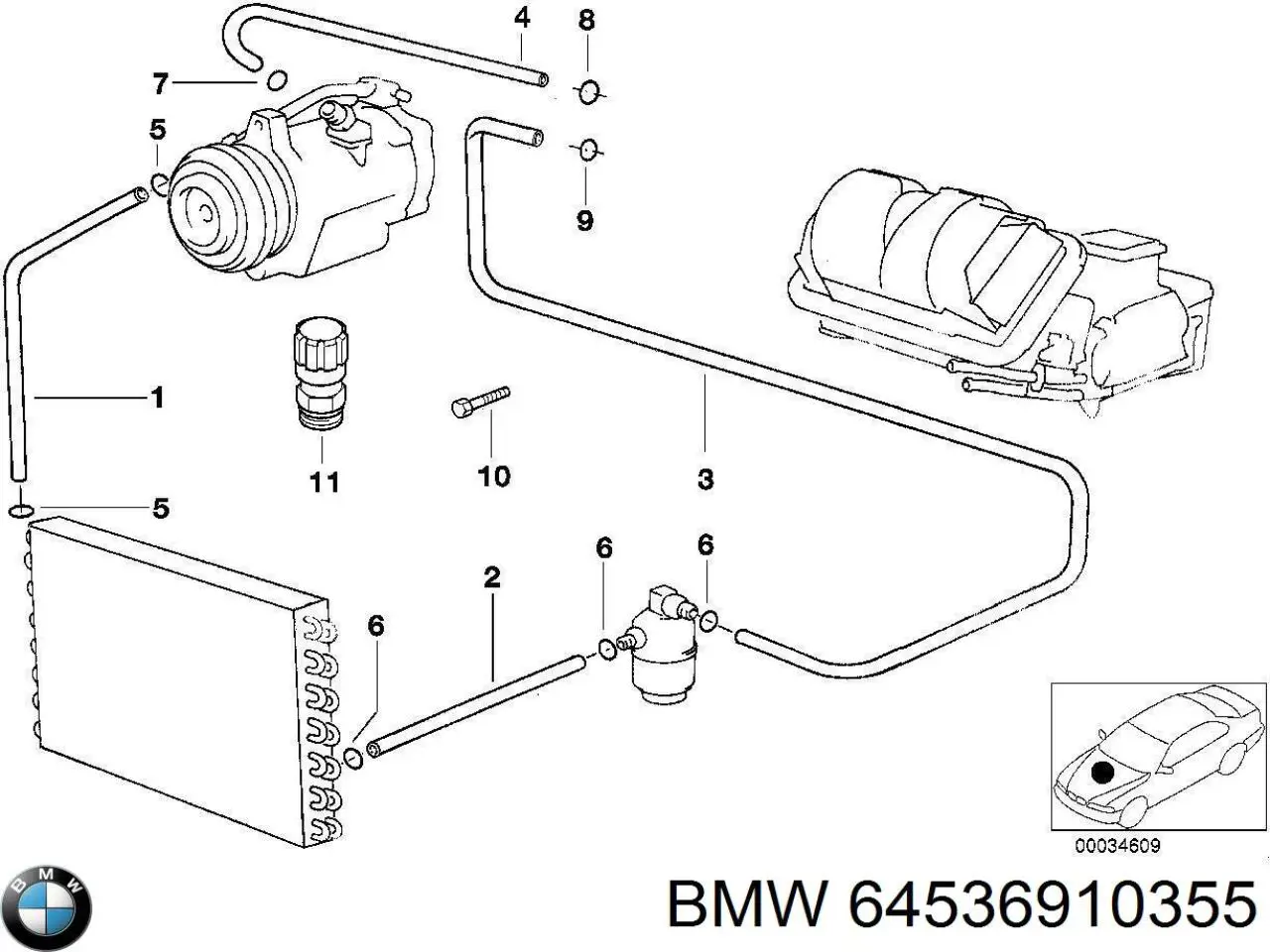 Шланг кондиціонера, від випарника до компресора 64536910355 BMW