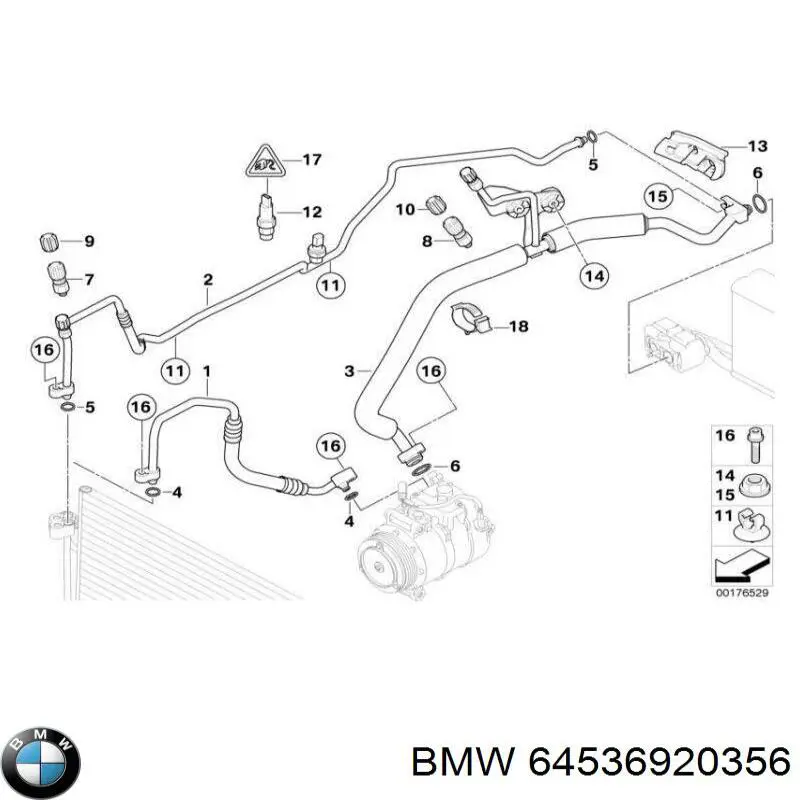 Шланг кондиціонера, від компресора до радіатора BMW 64536920356 ціна, від 19.00 USD