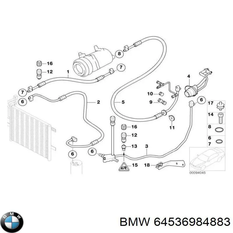 Шланг кондиціонера, від компресора до радіатора 8362054 BMW