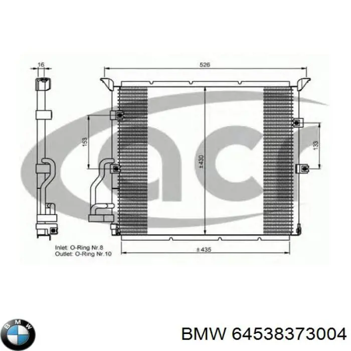 Конденсатор кондиціонера BMW 64538373004 ціна, від 73.64 USD