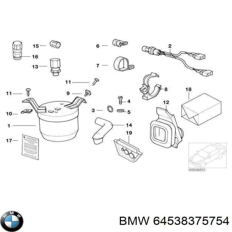 Ресивер-осушувач кондиціонера BMW 64538375754 ціна, від 29.54 USD