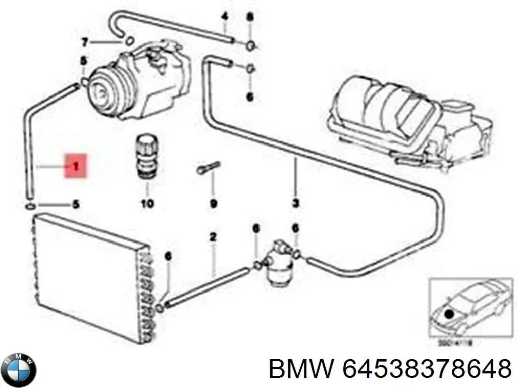 Купити 64538378648 BMW Шланг кондиціонера, від компресора до радіатора