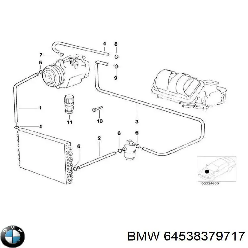 Купити 64538379717 BMW Шланг кондиціонера, від компресора до радіатора