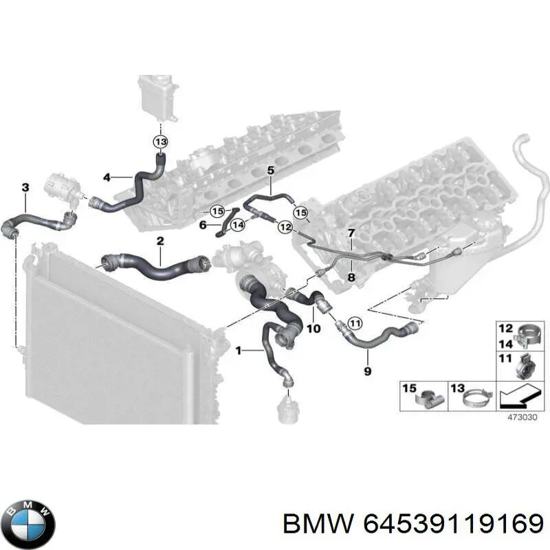 Купити 64539119169 BMW Трубопроводи і шланги системи охолодження