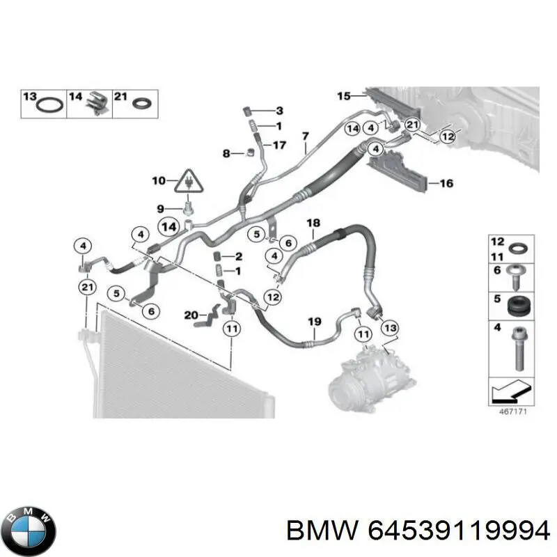 Патрубок повітряний, вихід з турбіни (наддув) 64539119994 BMW