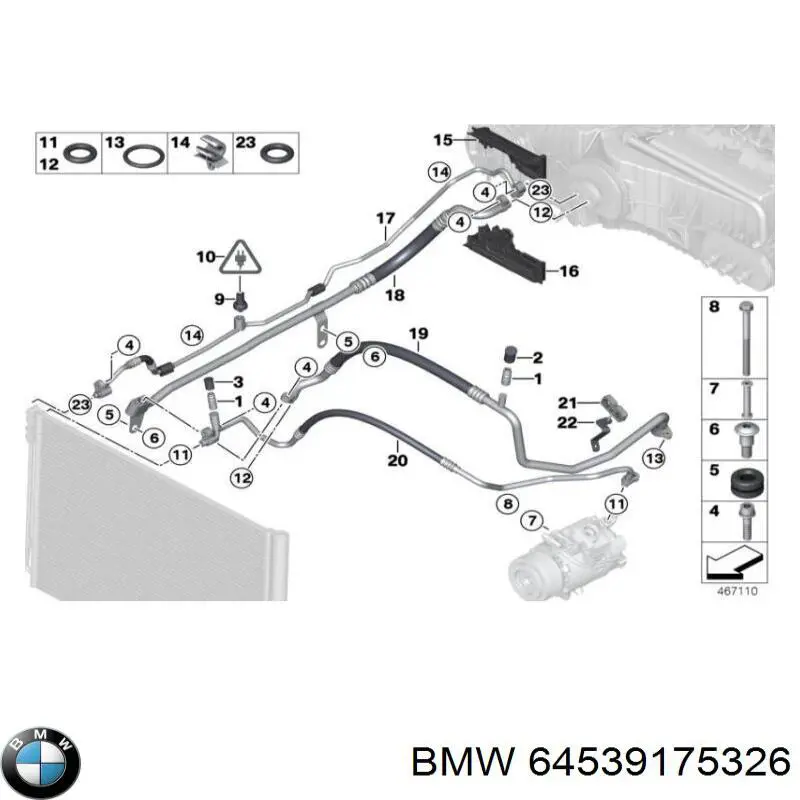 Купити 64539250708 BMW Шланг кондиціонера, від випарника до компресора