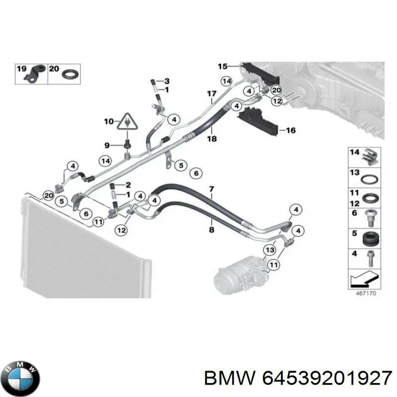 Шланг кондиціонера, від випарника до компресора BMW 64539201927 ціна, від 7.05 USD