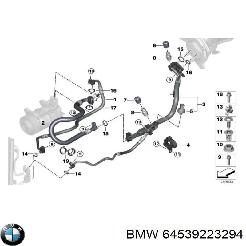 64539223294 BMW Шланг кондиціонера, від компресора до радіатора