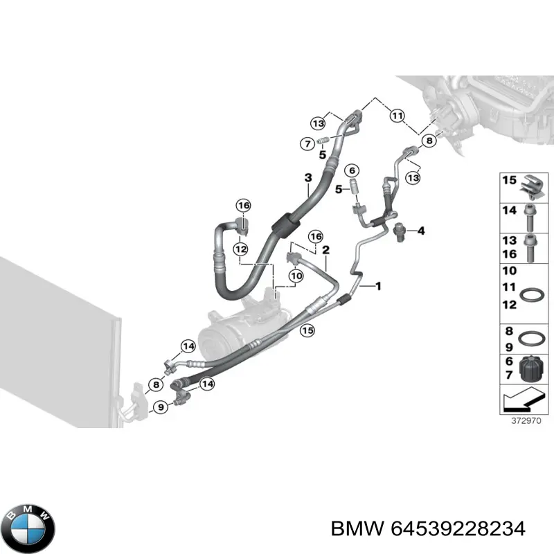 Шланг кондиціонера, від радіатора до випарника BMW 64539228234 ціна, від 11.75 USD