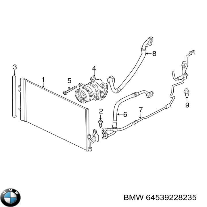 Шланг кондиціонера, від компресора до радіатора 64539228235 BMW