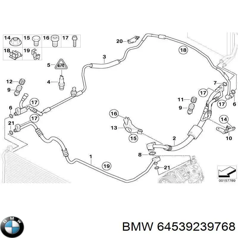 Купити 64539239768 BMW Шланг кондиціонера, від компресора до радіатора