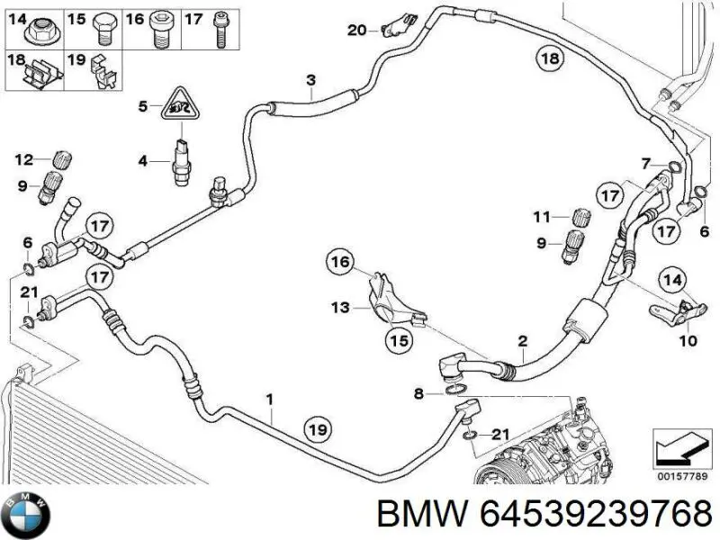 Шланг кондиціонера, від компресора до радіатора BMW 64539239768 ціна, від 96.78 USD