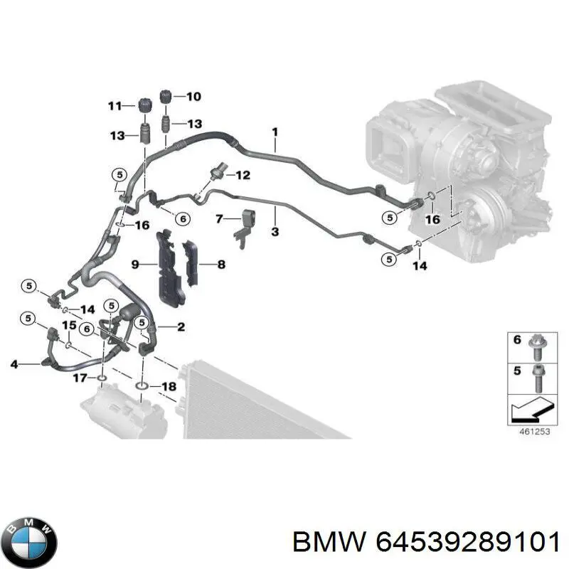 Купити 64539289101 BMW Шланг кондиціонера, від компресора до радіатора