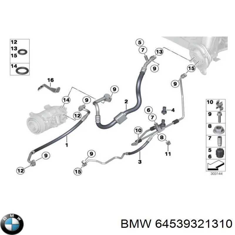 Шланг кондиціонера, від компресора до радіатора BMW 64539321310 ціна, від 63.33 USD