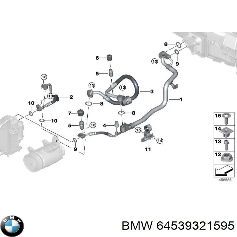 Купити 64539321595 BMW Шланг кондиціонера, від компресора до радіатора