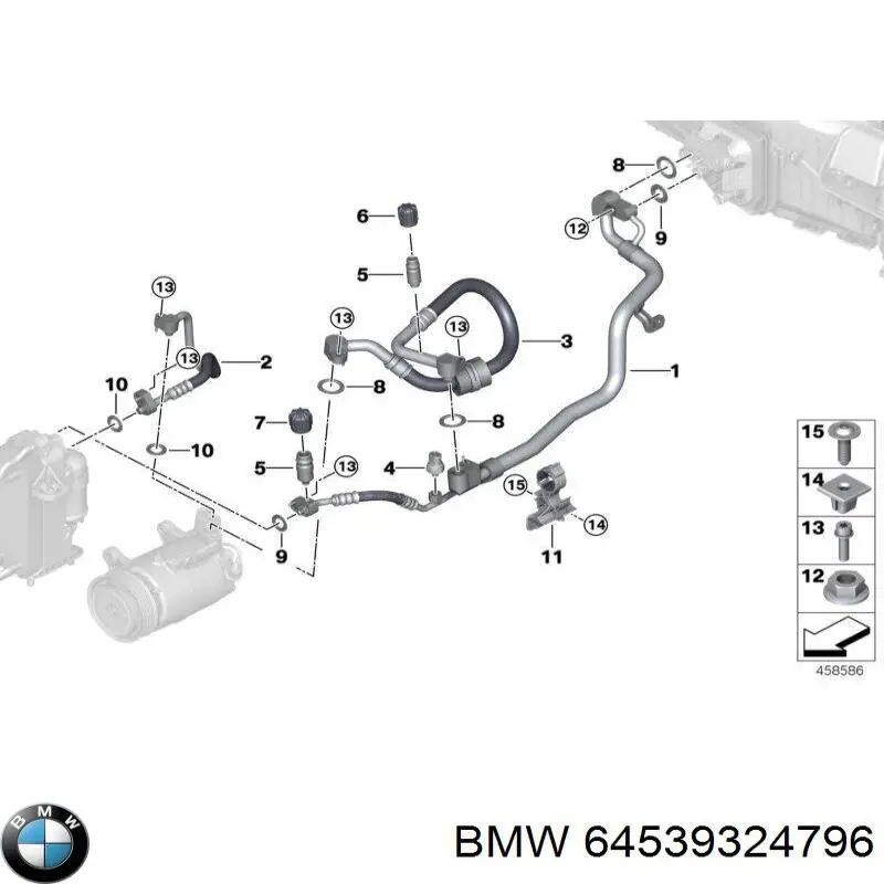 Шланг кондиціонера, від радіатора до випарника BMW 64539324796 ціна, від 31.04 USD