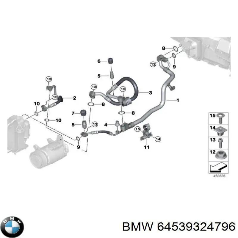 64539324796 BMW Шланг кондиціонера, від радіатора до випарника
