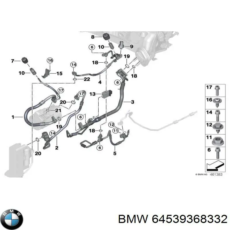 64539368332 BMW Шланг кондиціонера, від компресора до радіатора