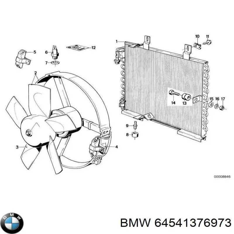 64541376973 BMW Електровентилятор кондиціонера в зборі (двигун + крильчатка)