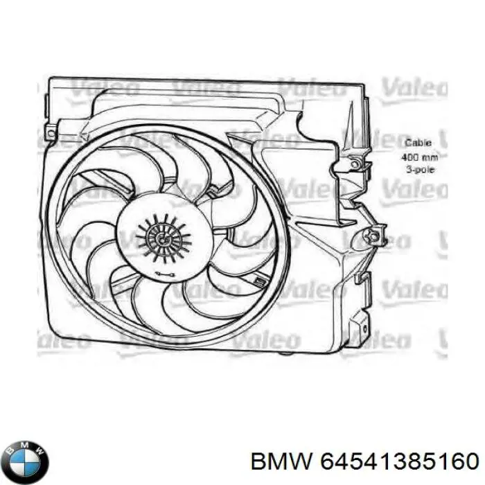 Купити 64541385160 BMW Дифузор радіатора кондиціонера, в зборі з крильчаткою і двигуном
