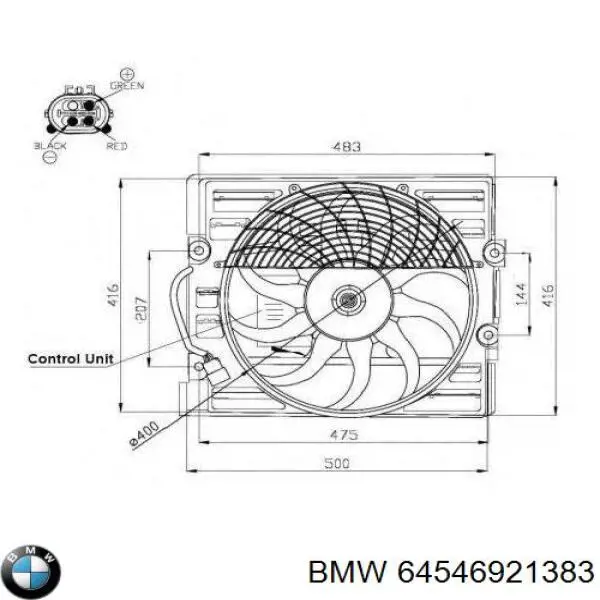 Дифузор радіатора охолодження, в зборі з двигуном і крильчаткою BMW 64546921383 ціна, від 142.19 USD