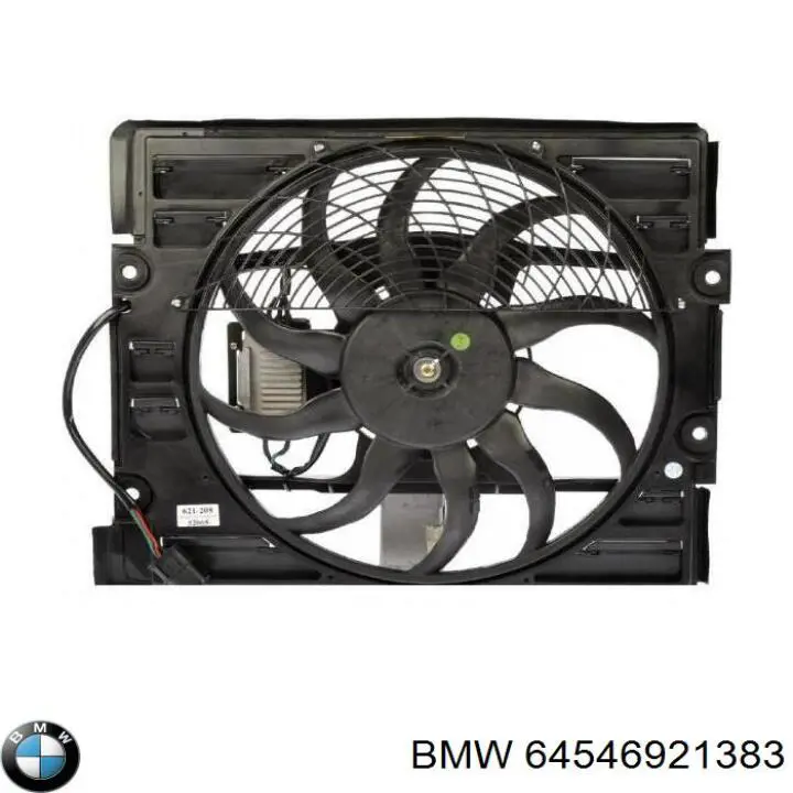 64546921383 BMW дифузор радіатора охолодження, в зборі з двигуном і крильчаткою