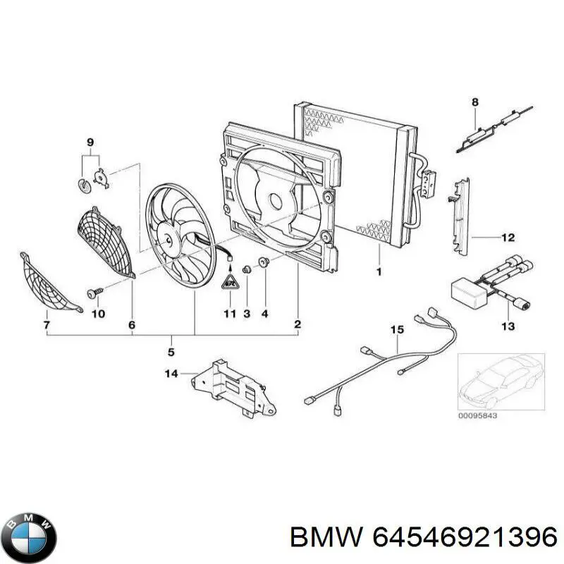 Купити 64546921396 BMW Дифузор радіатора кондиціонера, в зборі з крильчаткою і двигуном