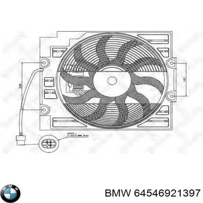 Купити 6921397 BMW Електровентилятор кондиціонера в зборі (двигун + крильчатка)