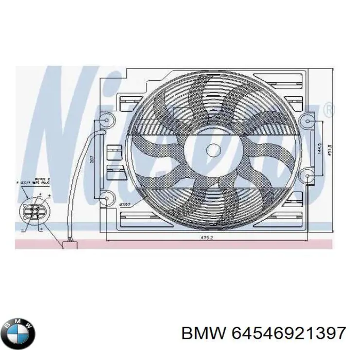  Електровентилятор кондиціонера в зборі (двигун + крильчатка) BMW 5 