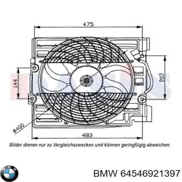 Електровентилятор кондиціонера в зборі (двигун + крильчатка) BMW 64546921397 ціна, від 126.66 USD