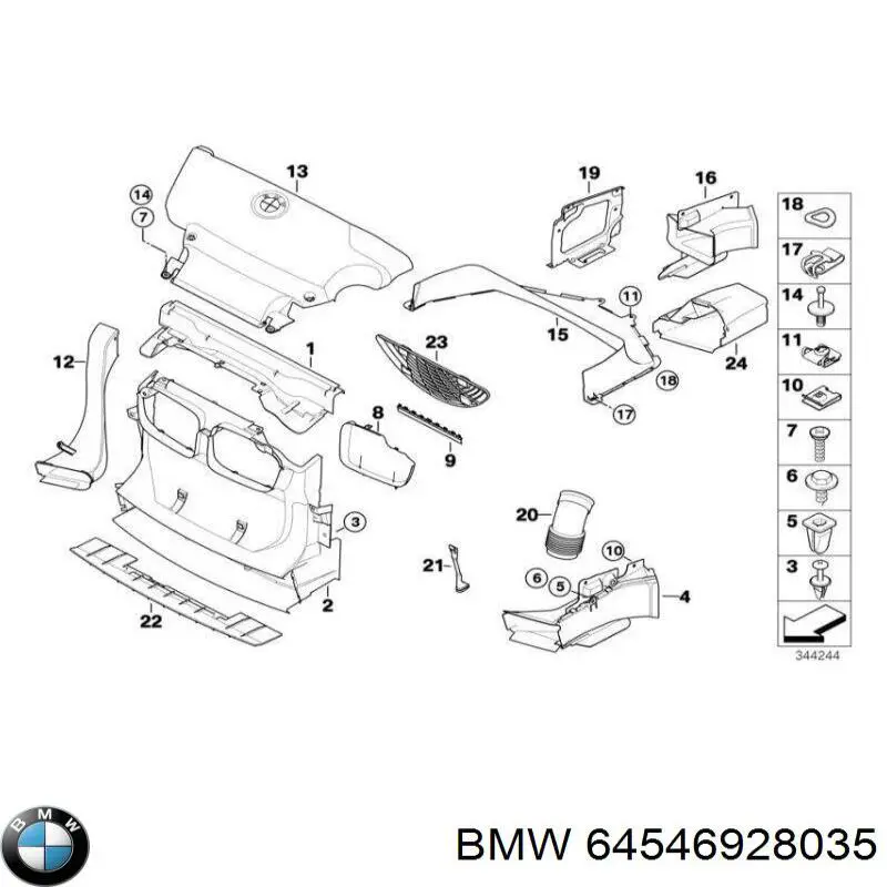 Дифузор (кожух) радіатора кондиціонера 64546928035 BMW