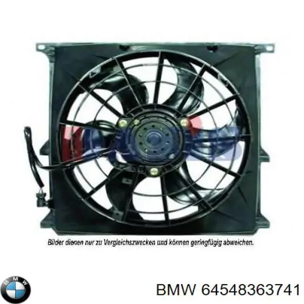 64548363741 BMW Дифузор радіатора кондиціонера, в зборі з крильчаткою і двигуном