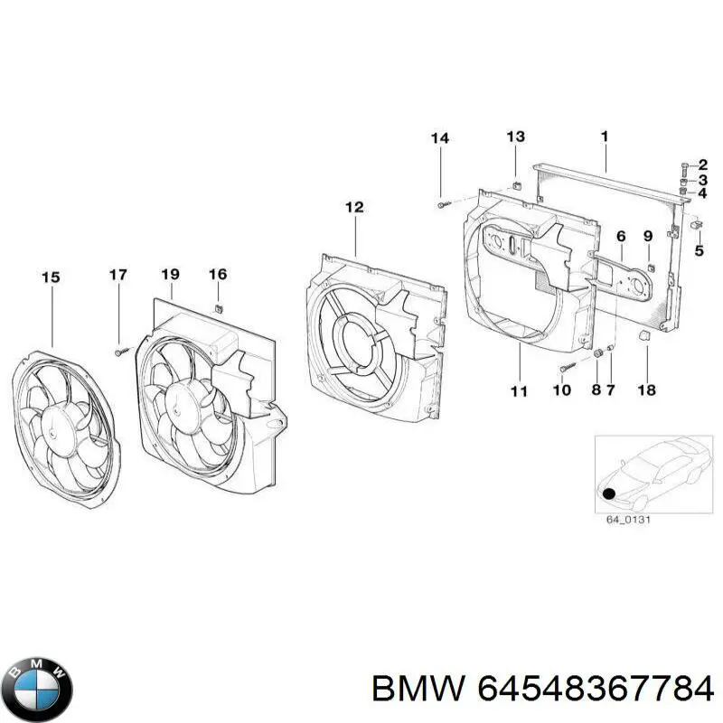 Дифузор (кожух) радіатора кондиціонера BMW 64548367784 ціна, від 161.50 USD