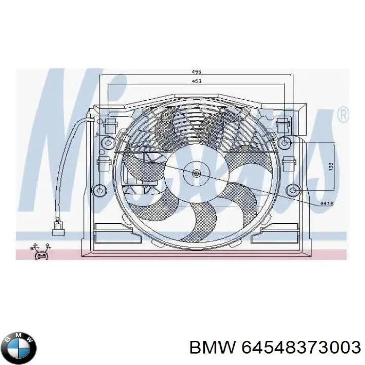 Купити 64548373003 BMW Дифузор радіатора кондиціонера, в зборі з крильчаткою і двигуном