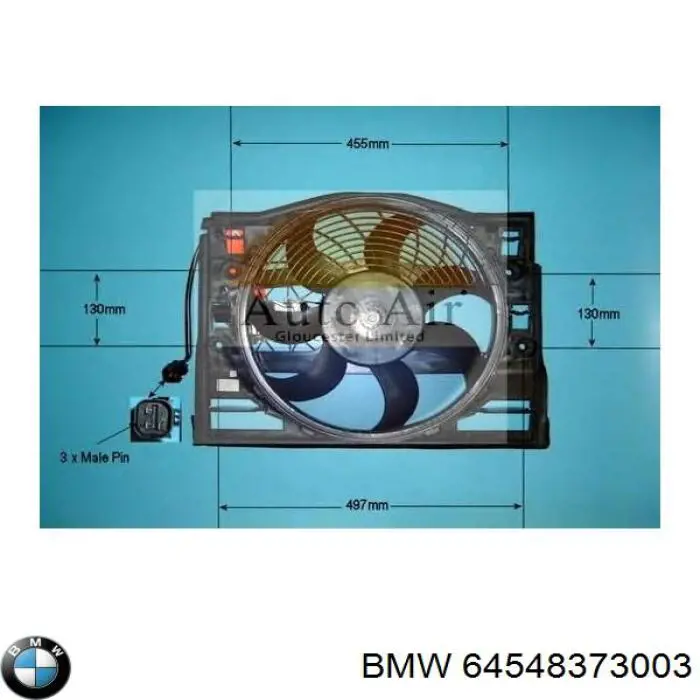 64548373003 BMW Дифузор радіатора кондиціонера, в зборі з крильчаткою і двигуном