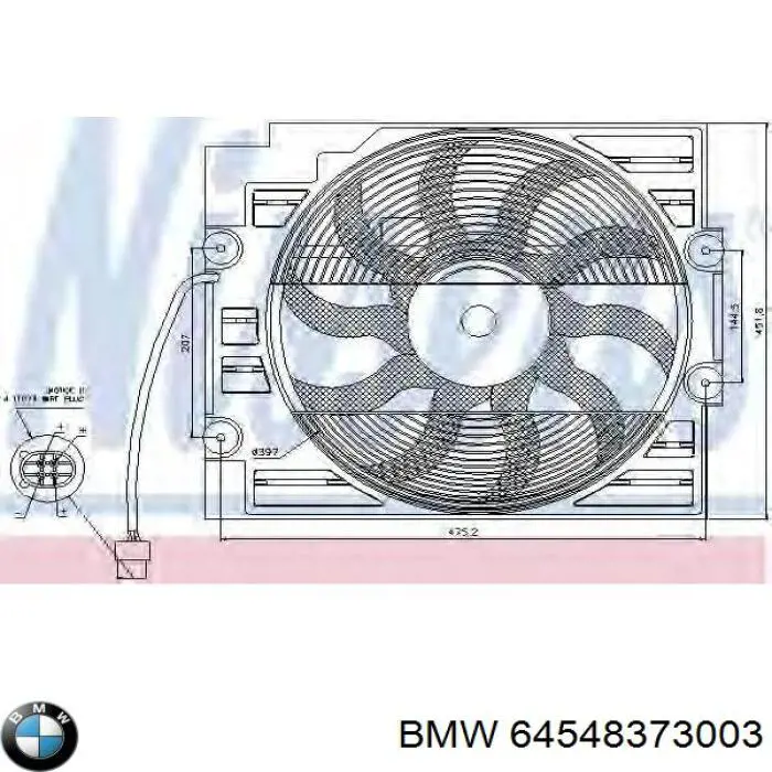 Дифузор радіатора кондиціонера, в зборі з крильчаткою і двигуном BMW 64548373003 ціна, від 143.82 USD